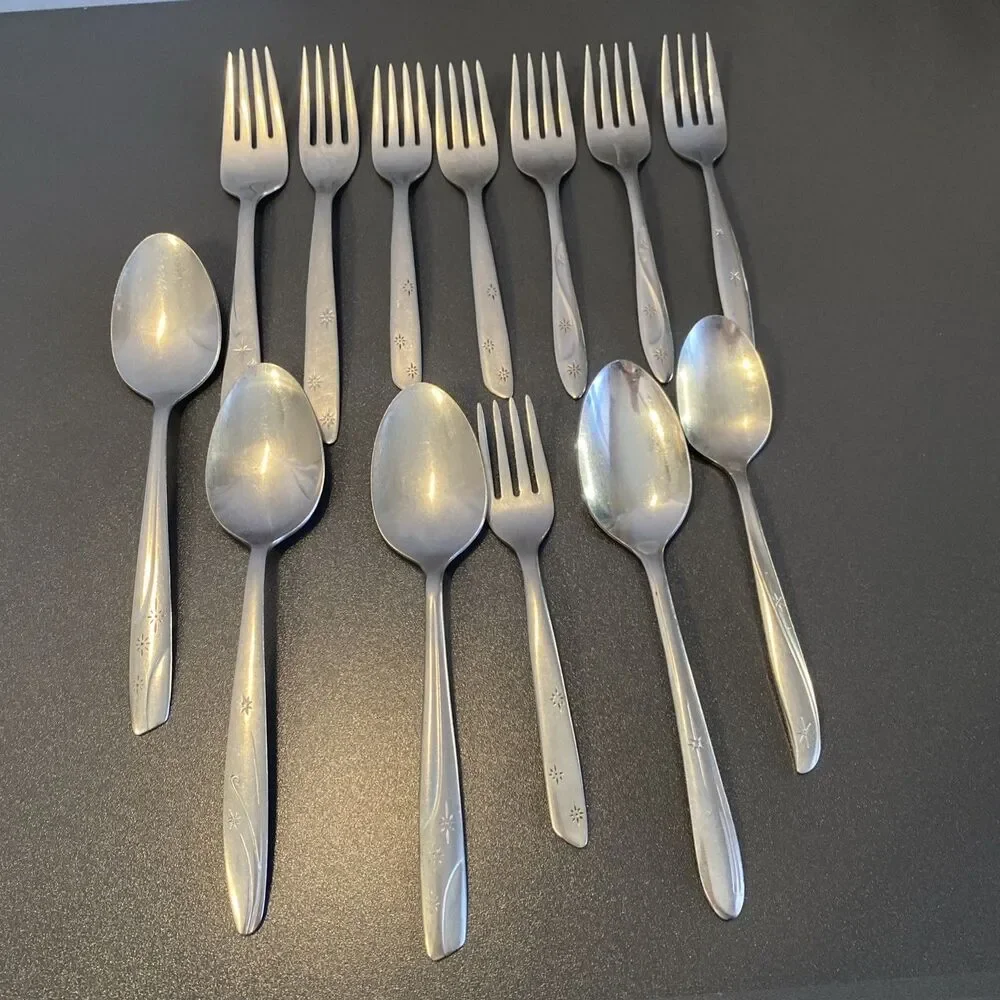 Vintage Atomic Star Starburst Flatware Spoons Forks Mixed Brands Ring Making